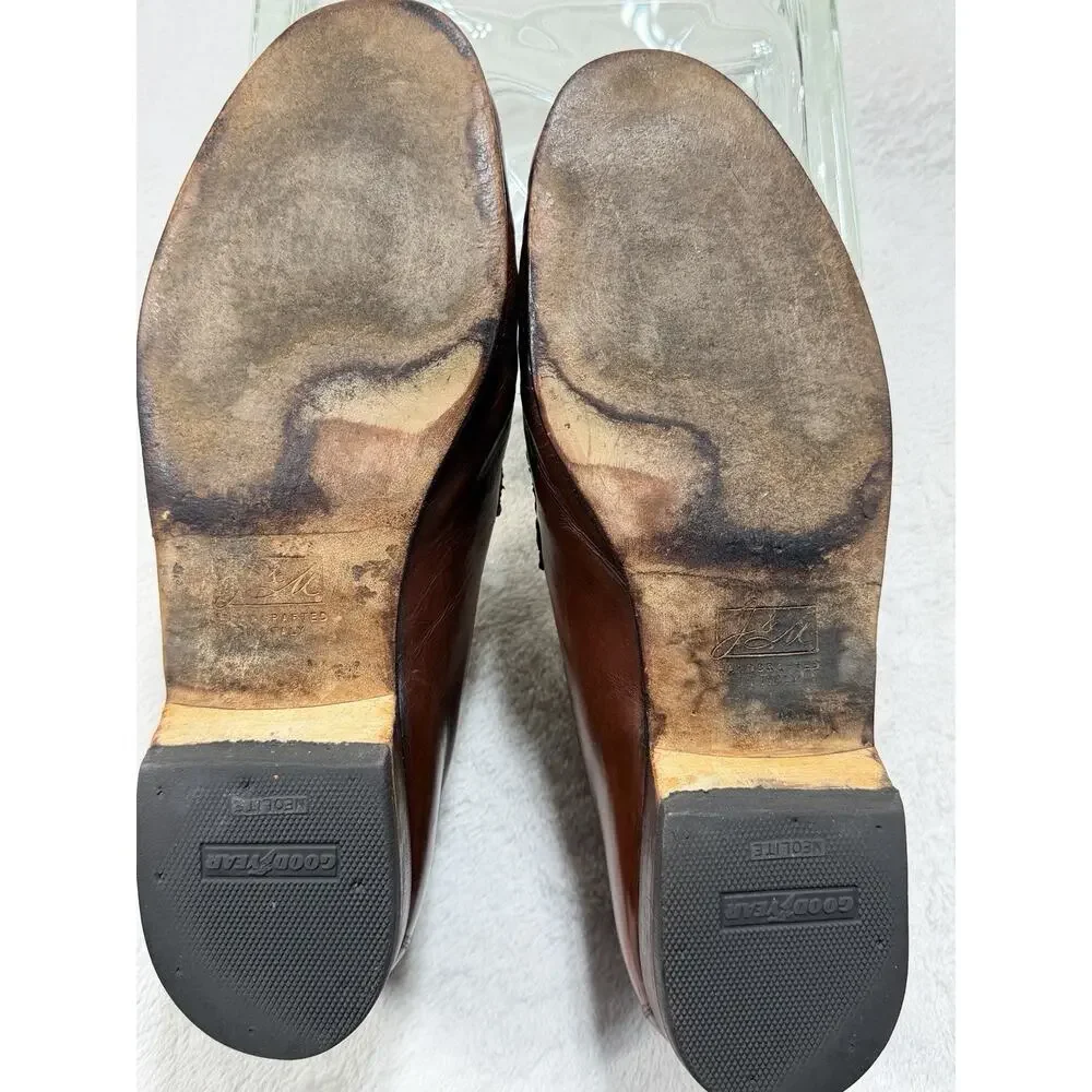VTG Johnston & Murphy Italy Woven Leather Tassel Loafers Mens SZ 9 M Cognac